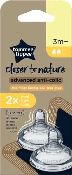 Tommee Tippee Advanced Anti-Colic Zuigfles Spenen, Borst-achtig, Zacht Silicone, Normale Uitstroomsnelheid, 3m+, Verpakking Van 2 -Pasgeborenen En Jonge Kinderen 492x1200 1