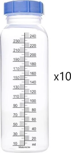 10 X Materni Home Moedermelkflessen 240 Ml Met Dop Tbv Borstvoeding