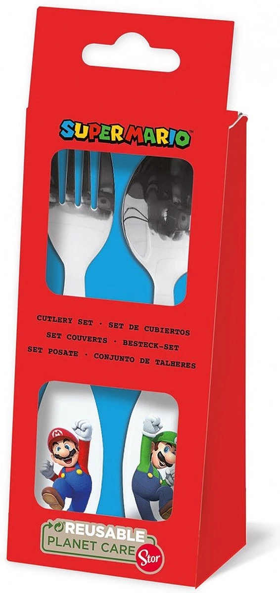 Super Mario - Bestekset - BPA Vrij - Vork En Lepel 1 Super Mario - Bestekset - BPA Vrij - Vork En Lepel