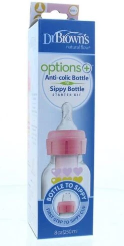 Dr. Brown's Dr. Brown’s Bottle To Sippy Starter Kit - 250 Ml - Roze -Pasgeborenen En Jonge Kinderen 608x1200