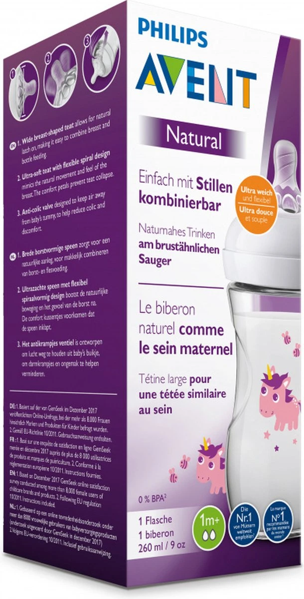 Philips Avent Natural Babyfles - SCF070/25 Babyfles (1m+) Voor Langzame Toevoer - 1x. 4 Philips Avent Natural Babyfles - SCF070/25 Babyfles (1m+) Voor Langzame Toevoer - 1x. - Afbeelding 4