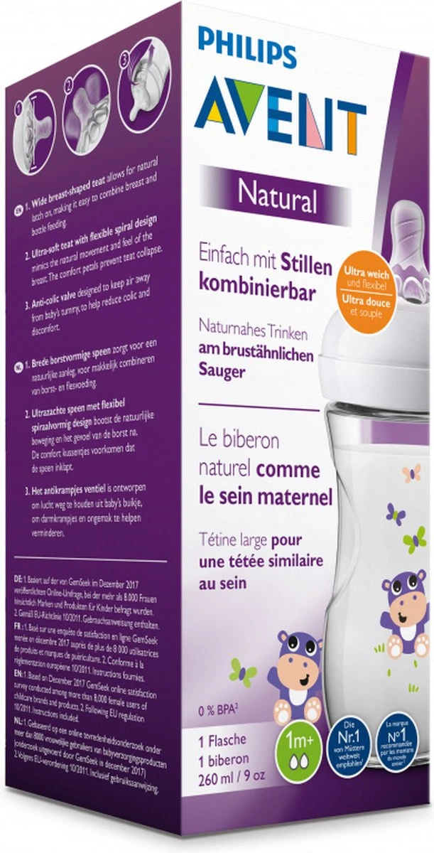Philips Avent Natural Babyfles - SCF070/22 Babyfles (1m+) Voor Langzame Toevoer - 1x 5 Philips Avent Natural Babyfles - SCF070/22 Babyfles (1m+) Voor Langzame Toevoer - 1x - Afbeelding 5