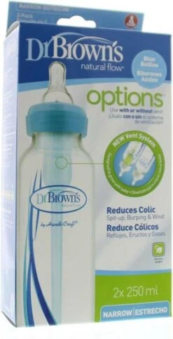 Dr. Brown's Options+ Anti-colic Standaard Fles - 250 Ml - Blauw - Duopack 5 Dr. Brown's Options+ Anti-colic Standaard Fles - 250 Ml - Blauw - Duopack -Pasgeborenen En Jonge Kinderen 614x1200 1