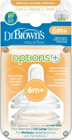 Dr. Brown's Options+ Anti-colic Fles Speen - Fase 3 - Voor Brede Halsfles - 2 Stuks -Pasgeborenen En Jonge Kinderen 618x1200 1