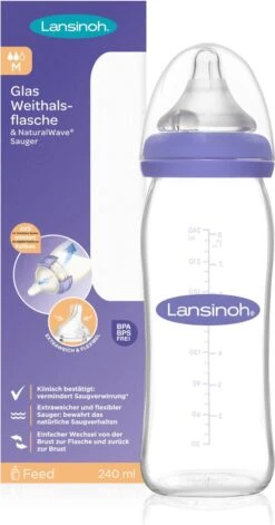 Lansinoh 240 Ml - Plastic Fles - Natural Wave Fles 75880 -Pasgeborenen En Jonge Kinderen 629x1200