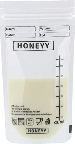 Honeyy - Moedermelk Bewaarzakjes - 150 Stuks - Schenktuit - 220 Ml - Vriezer En Koelkast - Lekvrij - Dubbelwandig - BPA-vrij -Pasgeborenen En Jonge Kinderen 630x1200