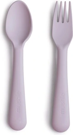 Mushie - Kinderservies Vork & Lepel - Bestek - Soft Lilac