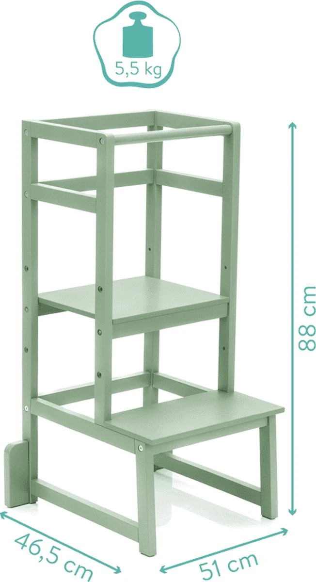 Fillikid Leertoren - Learning Tower - Keukentoren - Keukenhulp - Groen - Made In EU 3 Fillikid Leertoren - Learning Tower - Keukentoren - Keukenhulp - Groen - Made In EU - Afbeelding 3