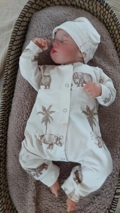 Merkloos Boxpakje En Mutsje Vintage Jungle Taupe Mt. 50/56