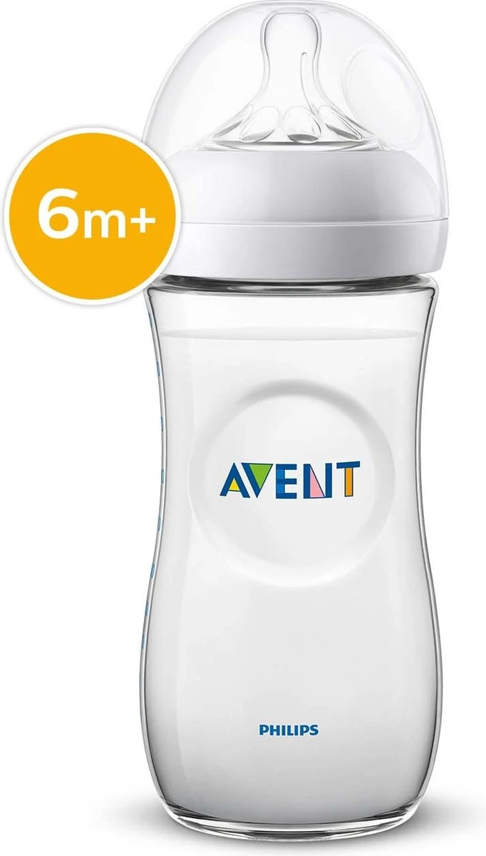 Philips Avent Natural Babyfles - SCF036/17 Babyfles (6m+) Voor Langzame Toevoer - 1x 1 Philips Avent Natural Babyfles - SCF036/17 Babyfles (6m+) Voor Langzame Toevoer - 1x