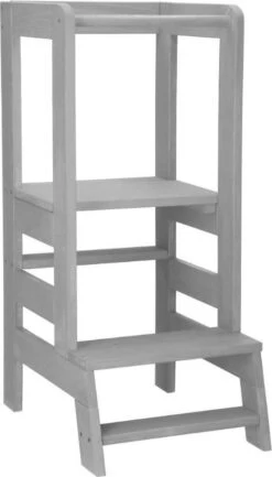 Springos Leertoren Montessori | Leertoren Keukenhulp | Keukentoren | Leertoren Peuters | Stabiel | Licht Grijs