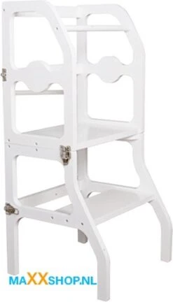 Merkloos Houten Leertoren / Keukenhulp - Inklapbaar Tot Tafel En Stoel - Wit V.a. 1 Jaar -Pasgeborenen En Jonge Kinderen 686x1200 4