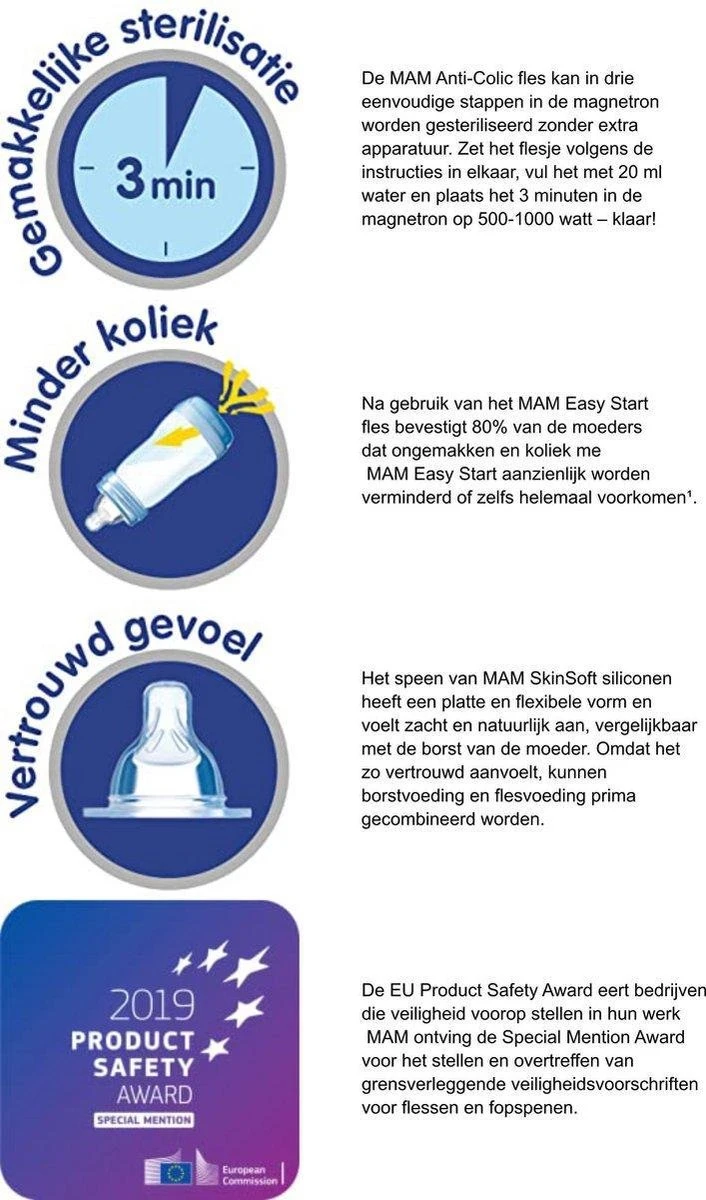 Mam Easy Anti Colic Zuigfles 130ml | Wit | Vanaf 0 Maanden | Ideale Drinkfles In Combinatie Met Borstvoeding 2 Mam Easy Anti Colic Zuigfles 130ml | Wit | Vanaf 0 Maanden | Ideale Drinkfles In Combinatie Met Borstvoeding - Afbeelding 2