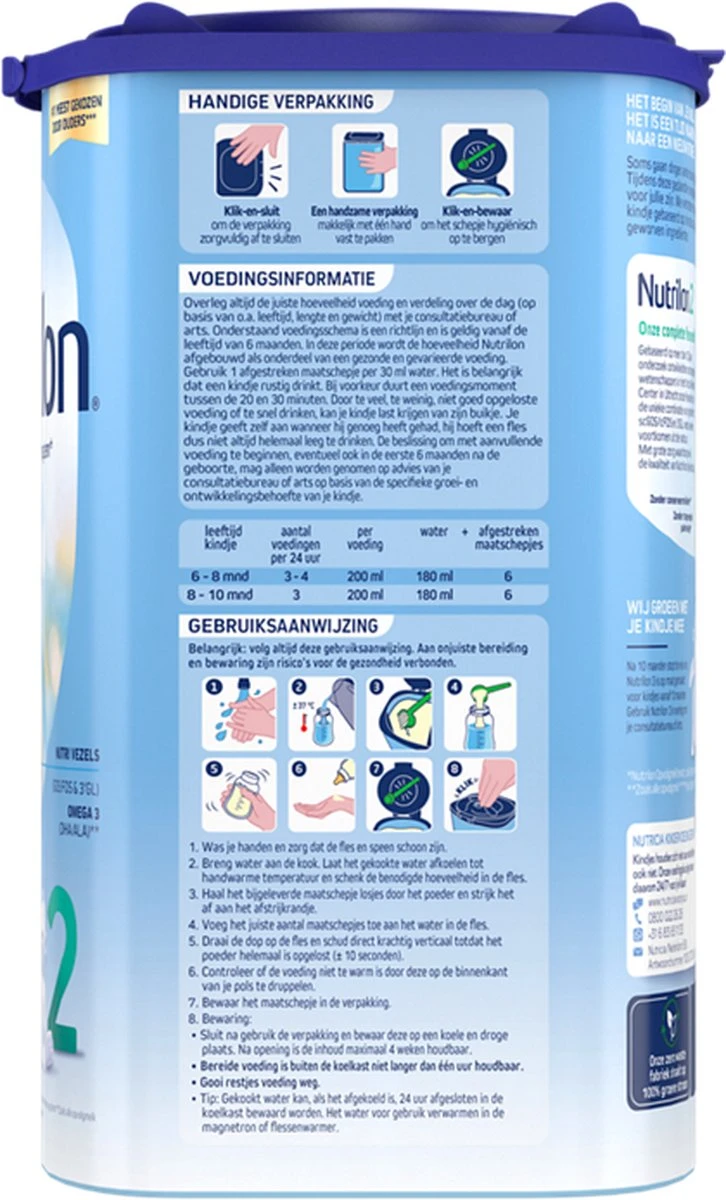 Nutrilon 2 Opvolgmelk – Flesvoeding Vanaf 6 Maanden – 800g 5 Nutrilon 2 Opvolgmelk – Flesvoeding Vanaf 6 Maanden – 800g - Afbeelding 5