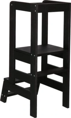 Springos Leertoren Montessori | Leertoren Keukenhulp | Keukentoren | Leertoren Peuters | Stabiel | Zwart -Pasgeborenen En Jonge Kinderen 727x1200