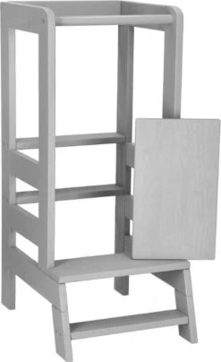 Springos Leertoren Montessori | Leertoren Keukenhulp | Keukentoren | Leertoren Peuters | Stabiel | Licht Grijs -Pasgeborenen En Jonge Kinderen 734x1200 5