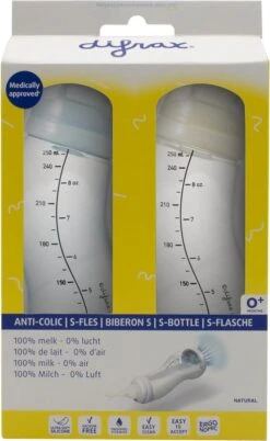 Difrax - S-Fles Duopack - Wit/Blauw - 250ml - 0+ Maanden -Pasgeborenen En Jonge Kinderen 738x1200 1