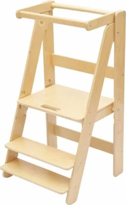 Juliard.Club - Opvouwbare Leertoren - Leertoren Keukenhulp - Leertoren Montessori - Opstapje - Kindertrap Opklapbaar - Leertoren Peuters - Leer Toren Kleur -vernis