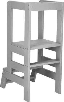 Springos Leertoren Montessori | Leertoren Keukenhulp | Keukentoren | Leertoren Peuters | Stabiel | Licht Grijs -Pasgeborenen En Jonge Kinderen 754x1200 3