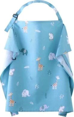 Merkloos MINIIYOU Voedingsdoek - Afschermdoek Tijdens Voeden - Dieren - Blauw - 68 X 93 Cm