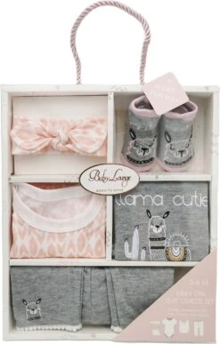 Spronkers® Baby Kleding Set 5 Stuks - Baby Kraamcadeau Meisje – Baby Cadeaupakket – Kraammand Baby Geschenkset - Roze 6-9 Maanden
