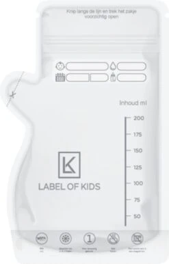 Label Of Kids - Moedermelk Bewaarzakjes - Borstvoeding Bewaarzakje - Met Schenktuit - 200 Ml - BPA Vrij - 120 Stuks - Zoogcompressen 24 Label Of Kids - Moedermelk Bewaarzakjes - Borstvoeding Bewaarzakje - Met Schenktuit - 200 Ml - BPA Vrij - 120 Stuks - Zoogcompressen -Pasgeborenen En Jonge Kinderen 767x1200 9