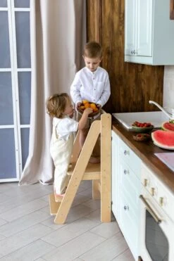 Juliard.Club - Opvouwbare Leertoren - Leertoren Keukenhulp - Leertoren Montessori - Opstapje - Kindertrap Opklapbaar - Leertoren Peuters - Leer Toren Kleur -vernis -Pasgeborenen En Jonge Kinderen 800x1200 102