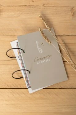 Bewaarbundel Geboorte Kaartjes - Great Memories - Zand - Design Giraf Met Goudfolie