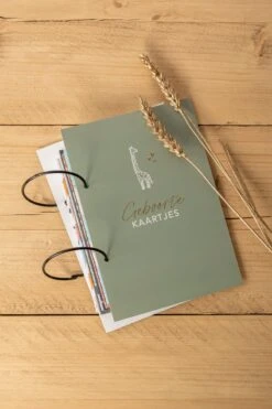 Bewaarbundel Geboorte Kaartjes - Great Memories - Groen - Design Giraf Met Goudfolie