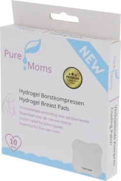 Pure Moms - Hydrogel Pads - Tepelbeschermers - NIEUW - 10 Stuks - Award Winnaar - Verkoeling Van Gevoelige Of Pijnlijke Tepels Helpt Bij Herstel - Direct Verkoelend Effect - Borstvoeding - Essentiële Hulp Als Nieuwe Moeder - Kraam Cadeau - Babyshower