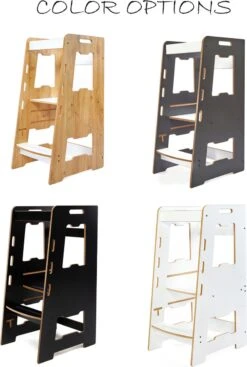 Minera ® - Antraciet Learning Tower - Keukentoren - Keukenhulp - Leertoren Montessori - Opstapje - Antislip Opstapje - Kindertrap - Leertoren Peuters - Leer Toren - Learning Tower - 0-6 Jaar -Pasgeborenen En Jonge Kinderen 807x1200 7