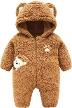 Budino Luxe Baby Pyjama Romper Onesie Dear Beer Dier - Bruin - 3 Mnd