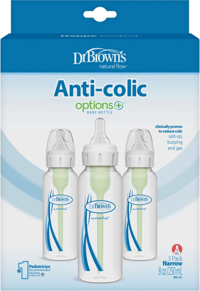 Dr. Brown's Options+ Anti-colic Standaardfles - 250 Ml - 3 Stuks 5 Dr. Brown's Options+ Anti-colic Standaardfles - 250 Ml - 3 Stuks - Afbeelding 5
