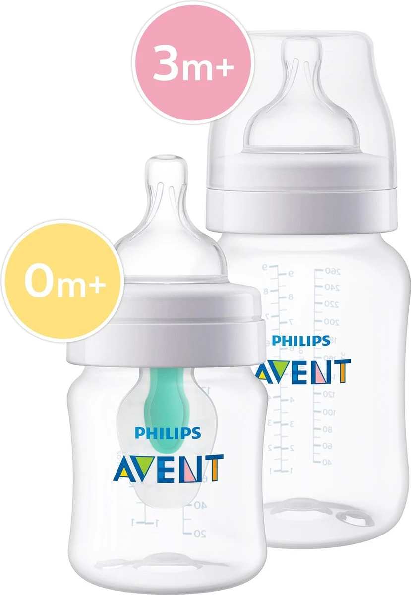 Philips Avent SCD809/01 Anti-Colic Combi Babyfles (125ml) + (260ml) Met AirFree Ventiel 16 Philips Avent SCD809/01 Anti-Colic Combi Babyfles (125ml) + (260ml) Met AirFree Ventiel - Afbeelding 16