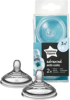 Tommee Tippee Advanced Anti-Colic Zuigfles Spenen, Borst-achtig, Zacht Silicone, Normale Uitstroomsnelheid, 3m+, Verpakking Van 2 -Pasgeborenen En Jonge Kinderen 841x1200