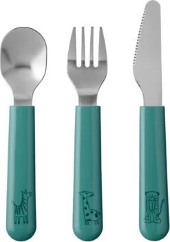 Mepal Mio – Kinderbestekset 3 –delig – Bestaat Uit Een Mes, Vork En Lepel– Deep Turquoise - Ideaal Voor Peuters En Kleuters – Kinderbestek