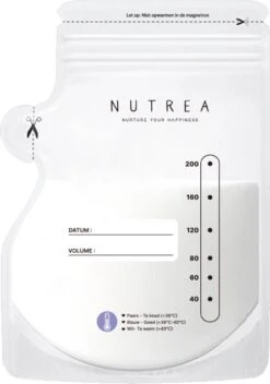 Nutrea – 300 Stuks – Moedermelk Bewaarzakjes Met Schenktuit – 200 Ml – Borstvoeding Bewaarzakje