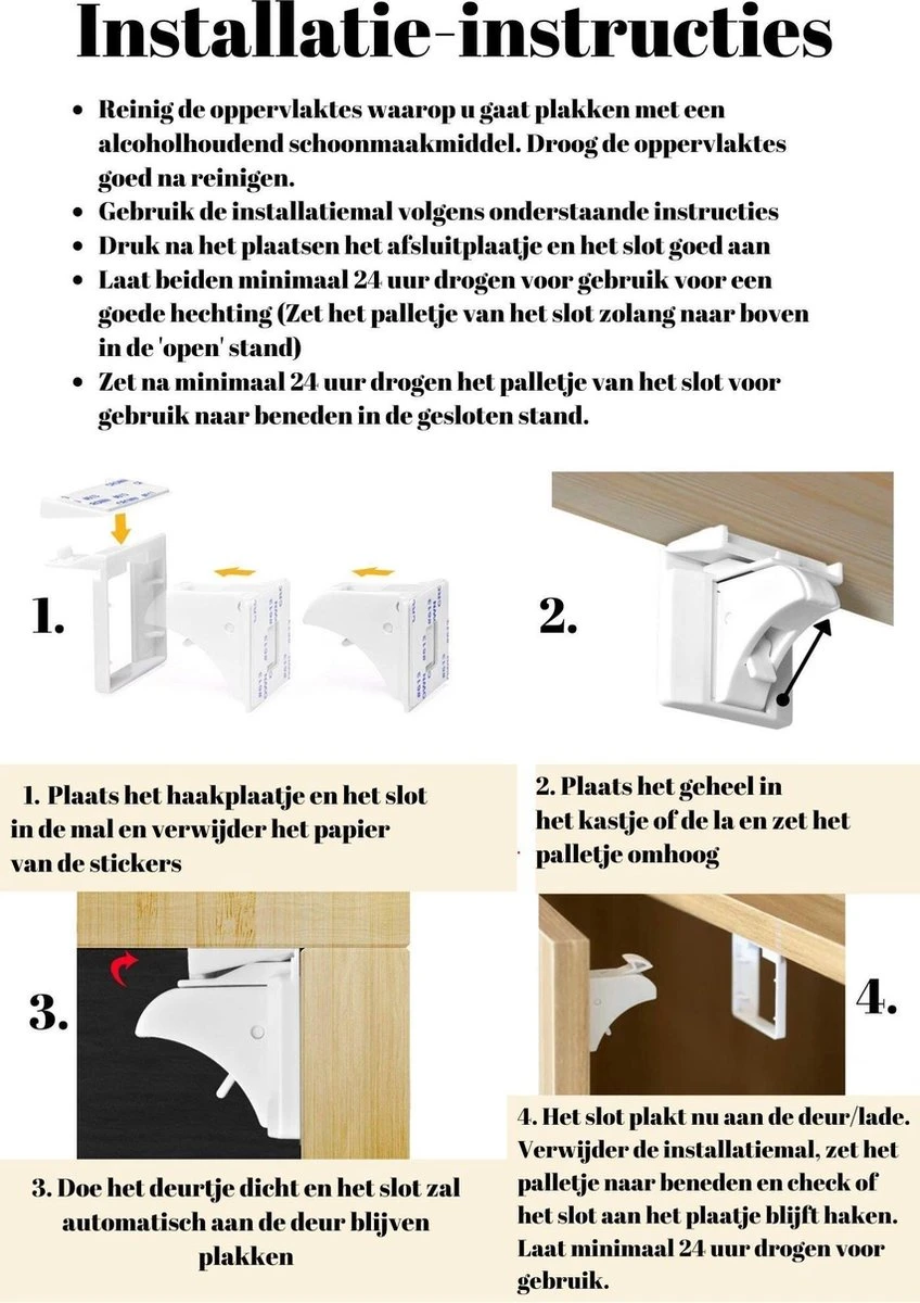 Gohh 4 Magneetsloten (met 3M Tape) En 1 Sterke Magneetsleutel - Geen Schroeven Nodig 7 Gohh 4 Magneetsloten (met 3M Tape) En 1 Sterke Magneetsleutel - Geen Schroeven Nodig - Afbeelding 7