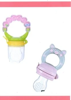 Merkloos Babyfles Met Lepel-baby/kinderbestek-100ml-BPA Vrij + 2 Bijtring/fruitspenen-rose -Pasgeborenen En Jonge Kinderen 849x1200 2