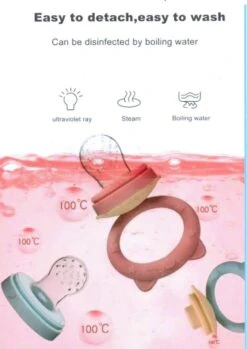 Merkloos Babyfles Met Lepel-baby/kinderbestek-100ml-BPA Vrij + 2 Bijtring/fruitspenen-rose -Pasgeborenen En Jonge Kinderen 849x1200 4