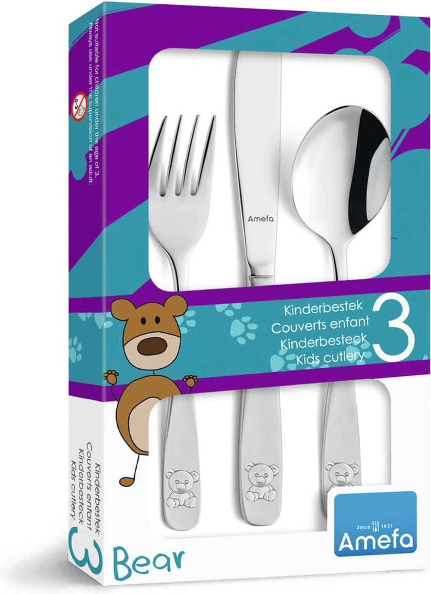 Amefa Kinderbestek Bear 3-Delig 2 Amefa Kinderbestek Bear 3-Delig - Afbeelding 2