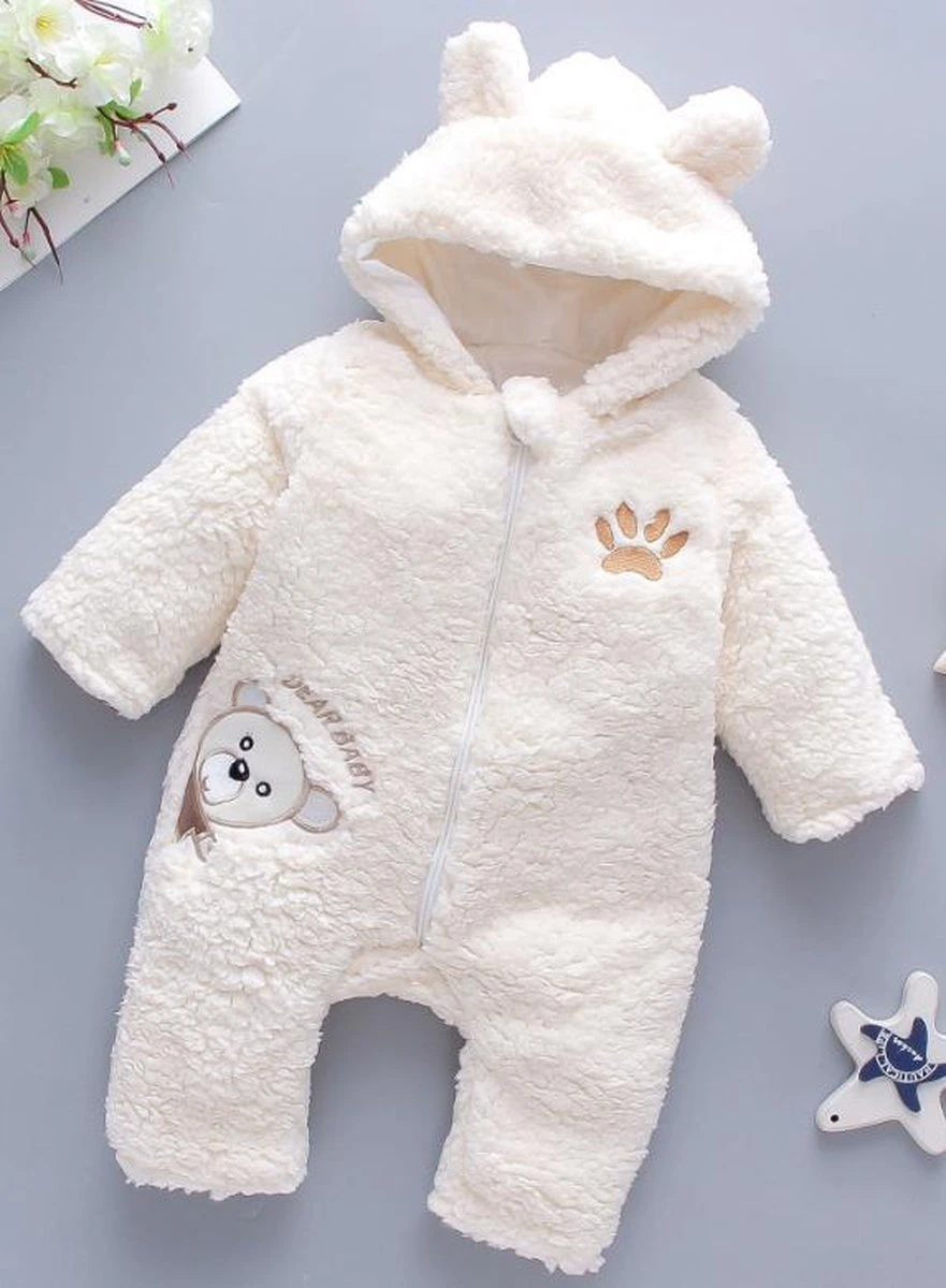 Budino Luxe Baby Pyjama Romper Onesie Dear Beer Dier - Wit - 3 Mnd 3 Budino Luxe Baby Pyjama Romper Onesie Dear Beer Dier - Wit - 3 Mnd - Afbeelding 3