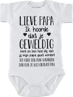 Merkloos Baby Romper Met Tekst Korte Mouw Cadeau Voor Zwangerschap Aankondiging Bekendmaking Lieve Aanstaande Papa Worden Ontmoeten