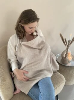 Borstvoedingsdoek Voedingsdoek Naturel Met Zicht Op Baby Tijdens De Borstvoeding