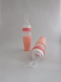 Merkloos Babyfles Met Lepel-baby/kinderbestek-100ml-BPA Vrij + 2 Bijtring/fruitspenen-rose -Pasgeborenen En Jonge Kinderen 900x1200 4