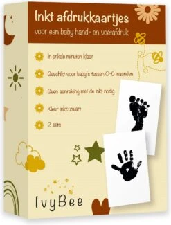 IvyBee 2 Stuks Baby Voetafdruk En Handafdruk Zwart Inktafdruk - Kraamcadeau Babyshower Moederdag - Hand Voet Afdruk
