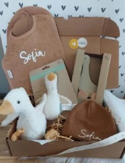 Little Dutch Kraammand Voor Meisjes & Jongens - Geboortemand/Kraampakket Goose Met Naam - Kraam Cadeau Jongen / Meisje