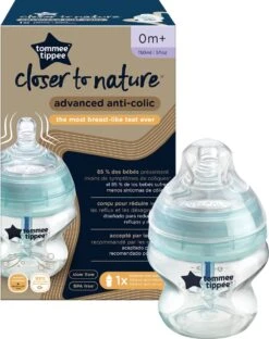 Tommee Tippee Anti-Colic Zuigflessen, Tepelspeen Met Langzame Uitstroomsnelheid En Uniek Anti-koliek Ontluchtingssysteem, 150ml, Verpakking Van 1 Stuk -Pasgeborenen En Jonge Kinderen 951x1200 1