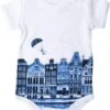 Baby Romper Grachtenpanden - Heinen Delfts Blauw - Katoen - Unisex Voor Meisjes En Jongens