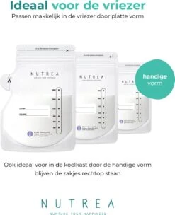 Nutrea – 100 Stuks – Moedermelk Bewaarzakjes Met Schenktuit – 200 Ml – Inclusief Pen – Borstvoeding Bewaarzakje -Pasgeborenen En Jonge Kinderen 974x1200 2